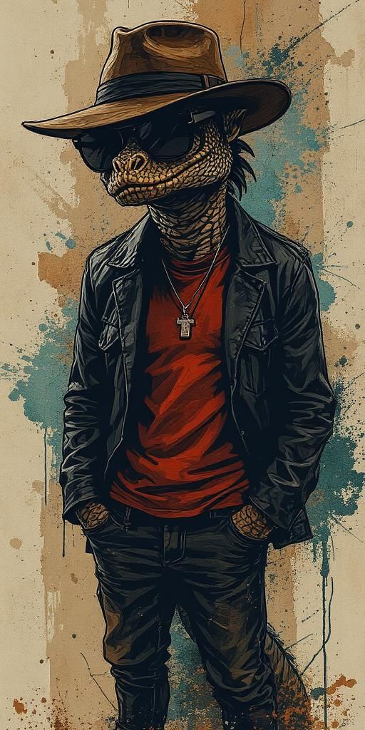 Cool Reptilian Shadow: Fedora & Shades
