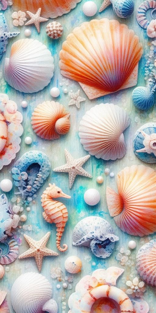 Ocean Treasures: Watercolor Seashell Pattern Wallpaper
