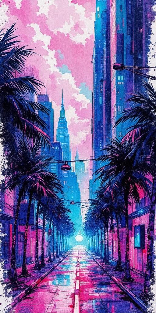 Neon Futuristic Cityscape Wallpaper – Cyber Dream Horizon