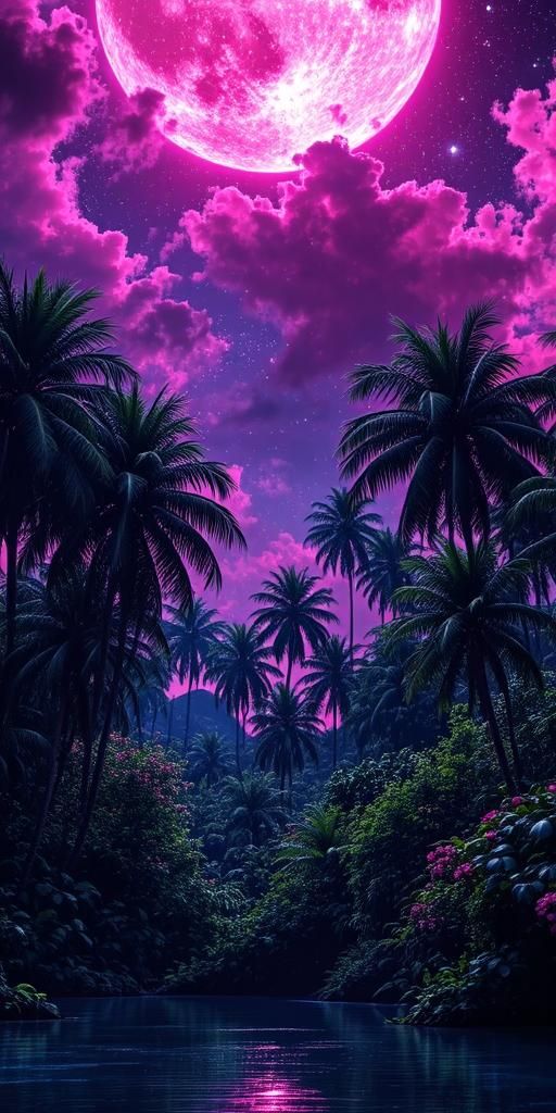 Tropical Moonlight Dreams Wallpaper