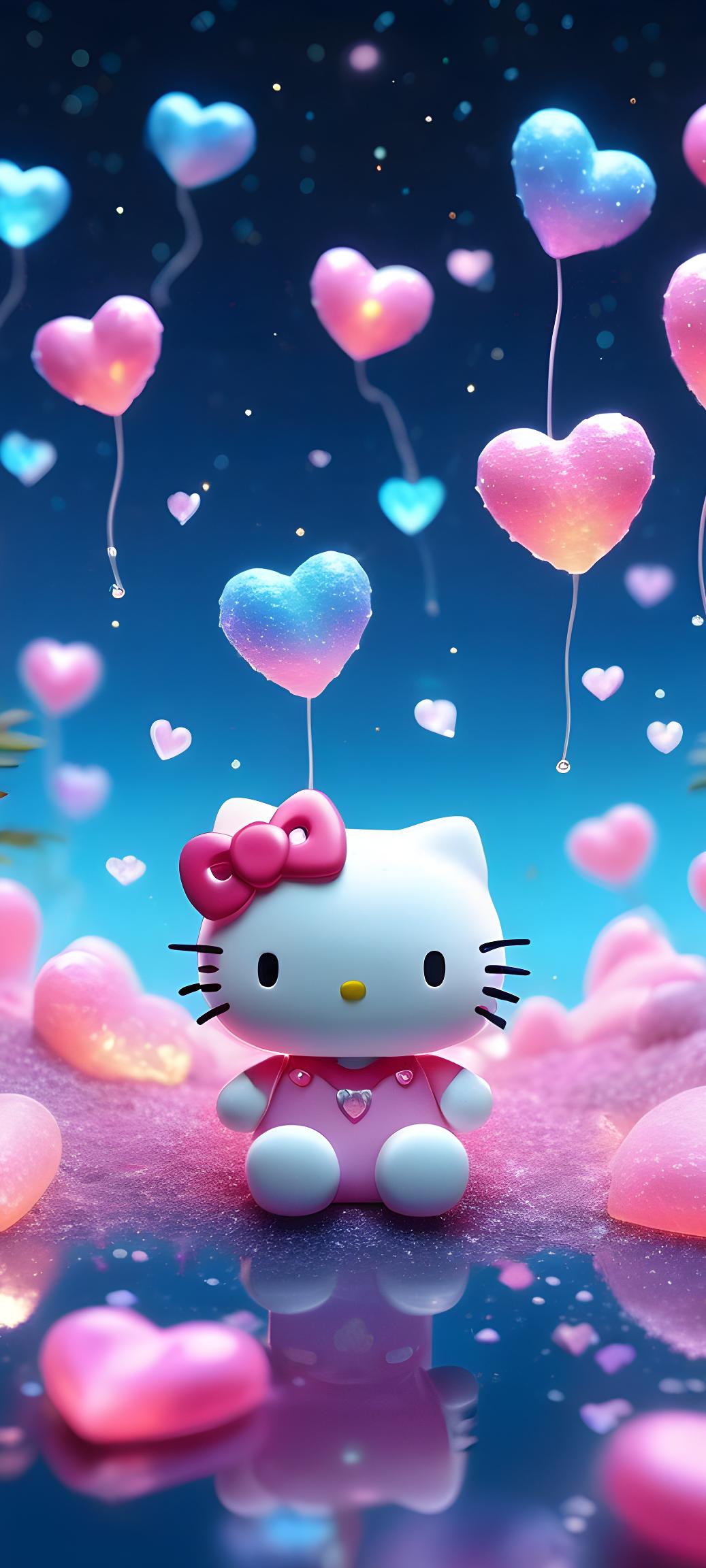Whimsical Cat Heart Wallpaper