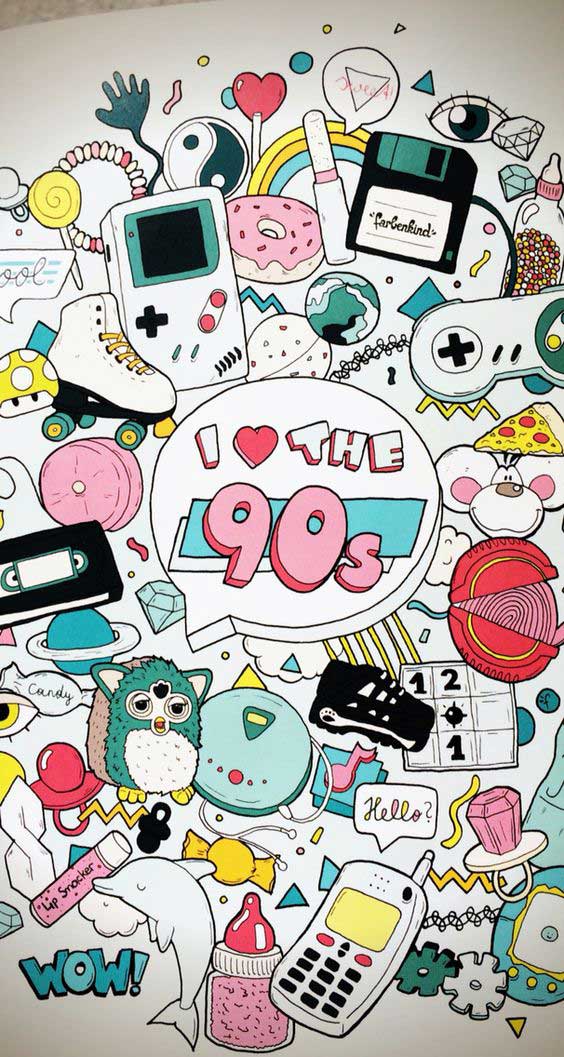 I Love the 90s Pop Art Wallpaper