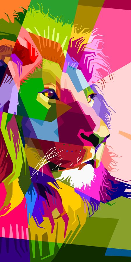 Geometric Lion Mosaic Wallpaper