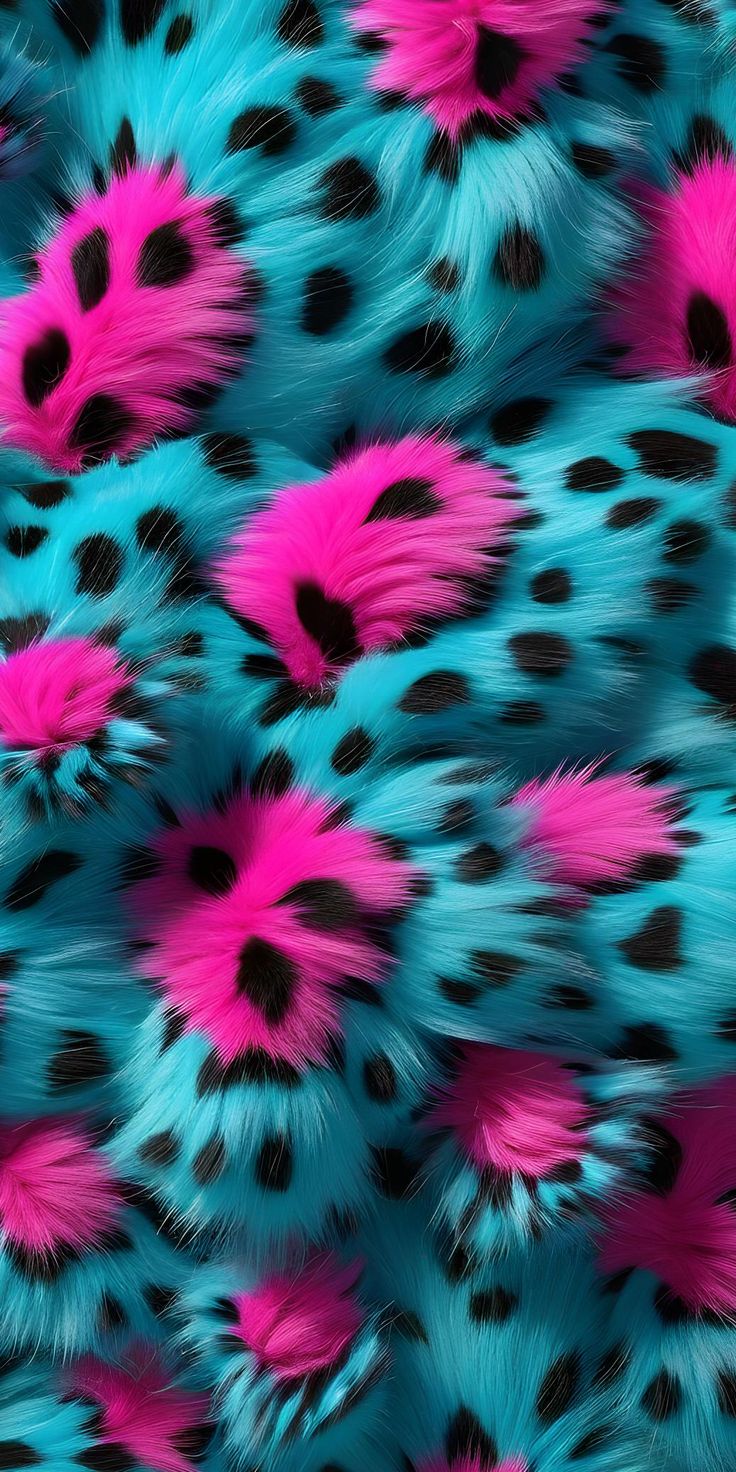 Whimsical Furrytale: Pink & Turquoise Fur Wallpaper