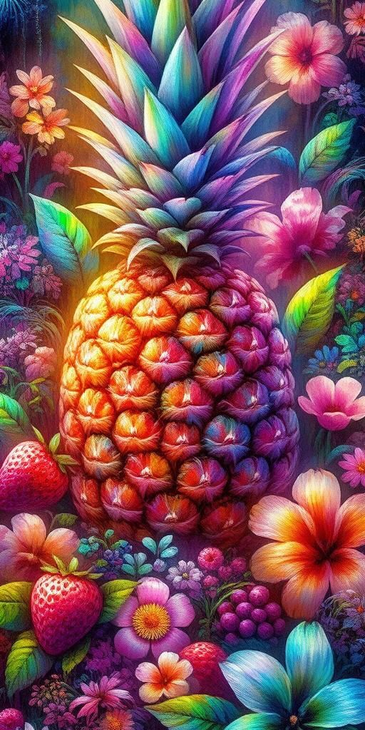 Neon Tropical Pineapple Wallpaper