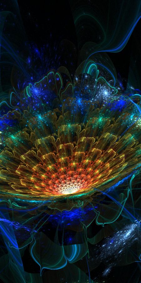 Fractal Sunburst Flower Wallpaper
