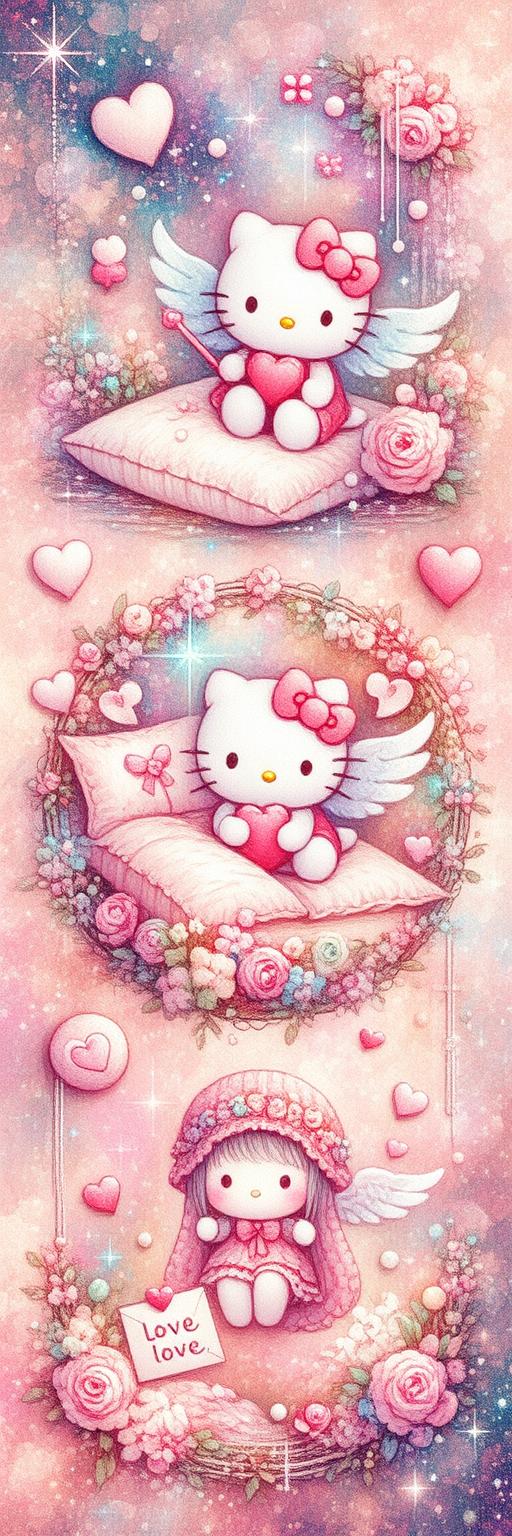 Hello Kitty Pastel Pink Collage Wallpaper