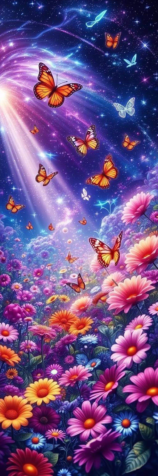 Magical Flower Field Wallpaper
