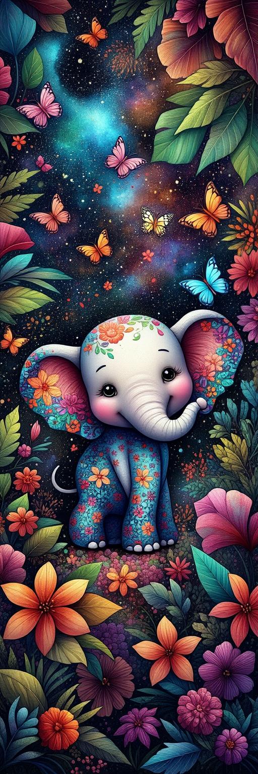 Tropical Joy Elephant Wallpaper
