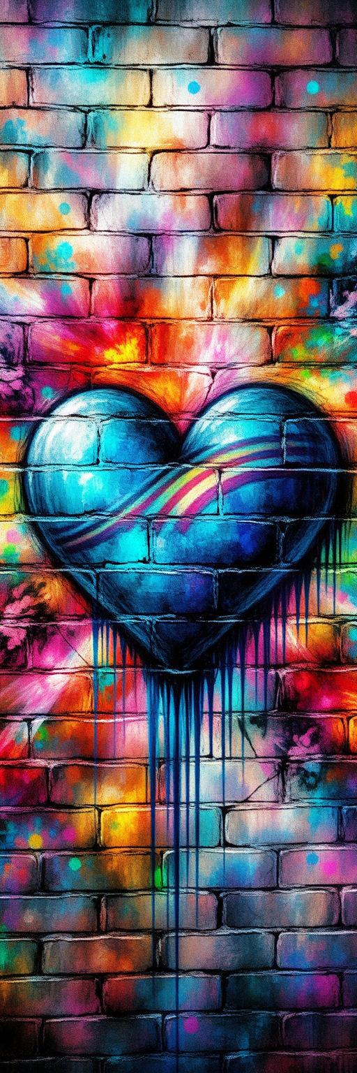 Rainbow Heart Graffiti Wallpaper