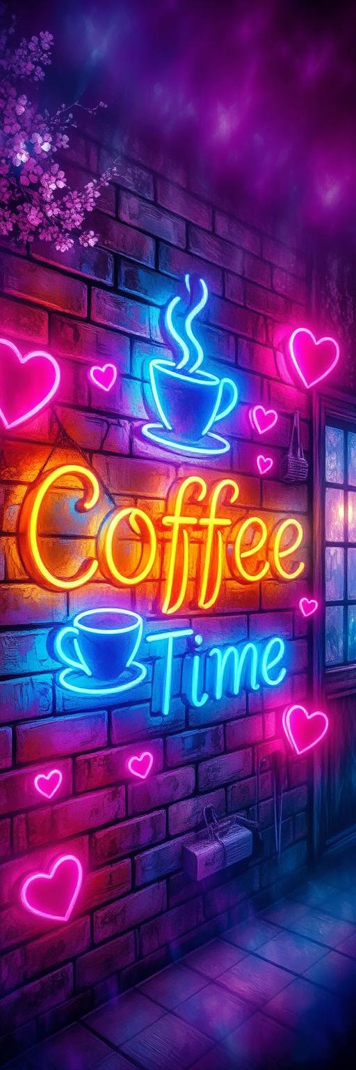 Neon Coffee Time Wallpaper