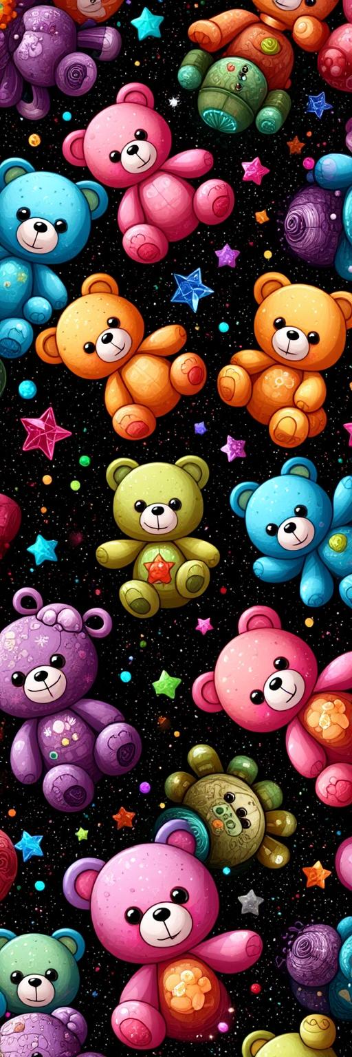 Neon Teddy Starry Night Wallpaper