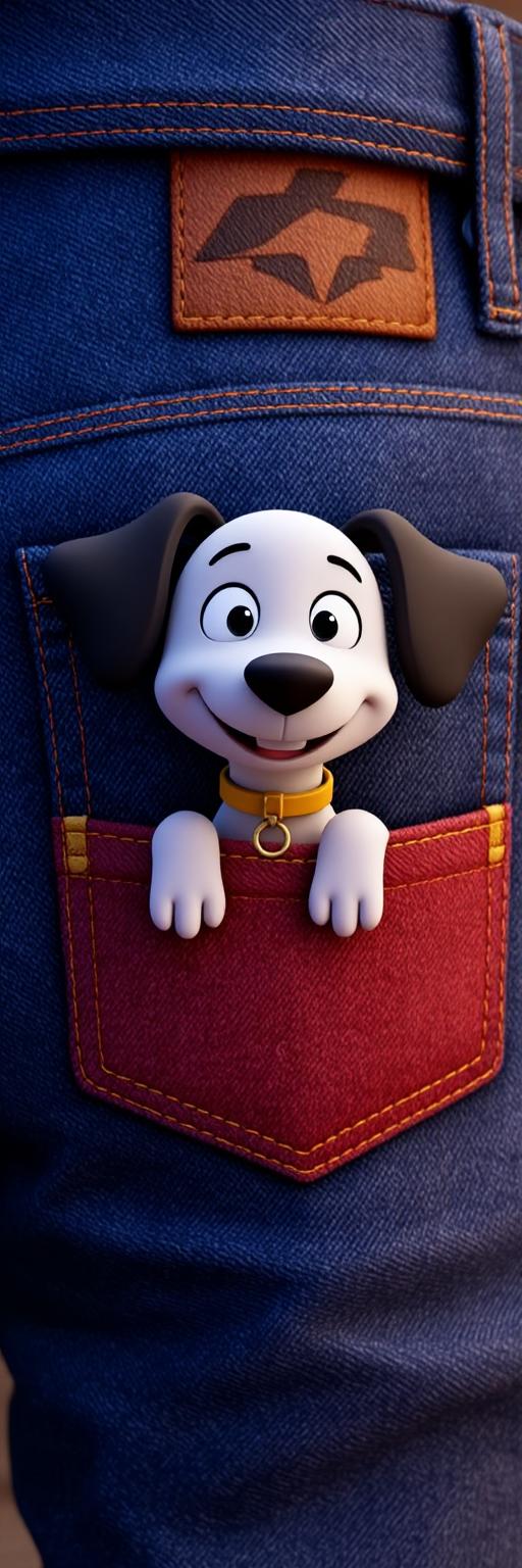 Cartoon Dog in Denim Pocket Wallpaper