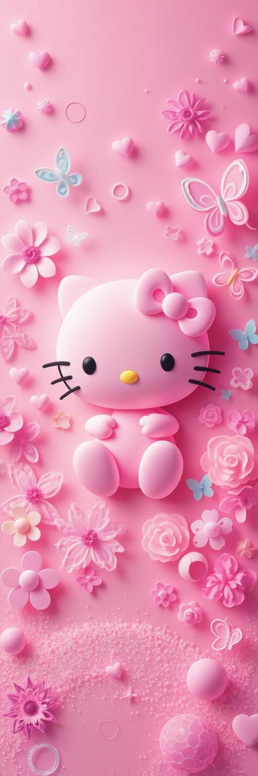 Hello Kitty Pastel 3D Wallpaper