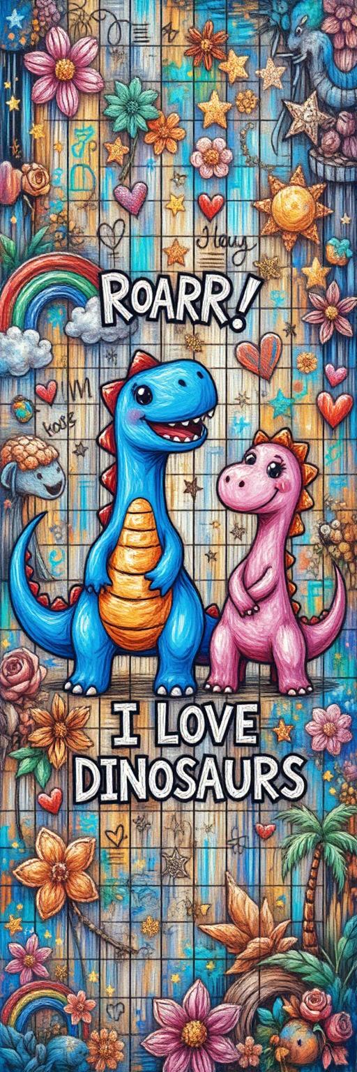 Cute Cartoon Dinosaur Grid Wallpaper
