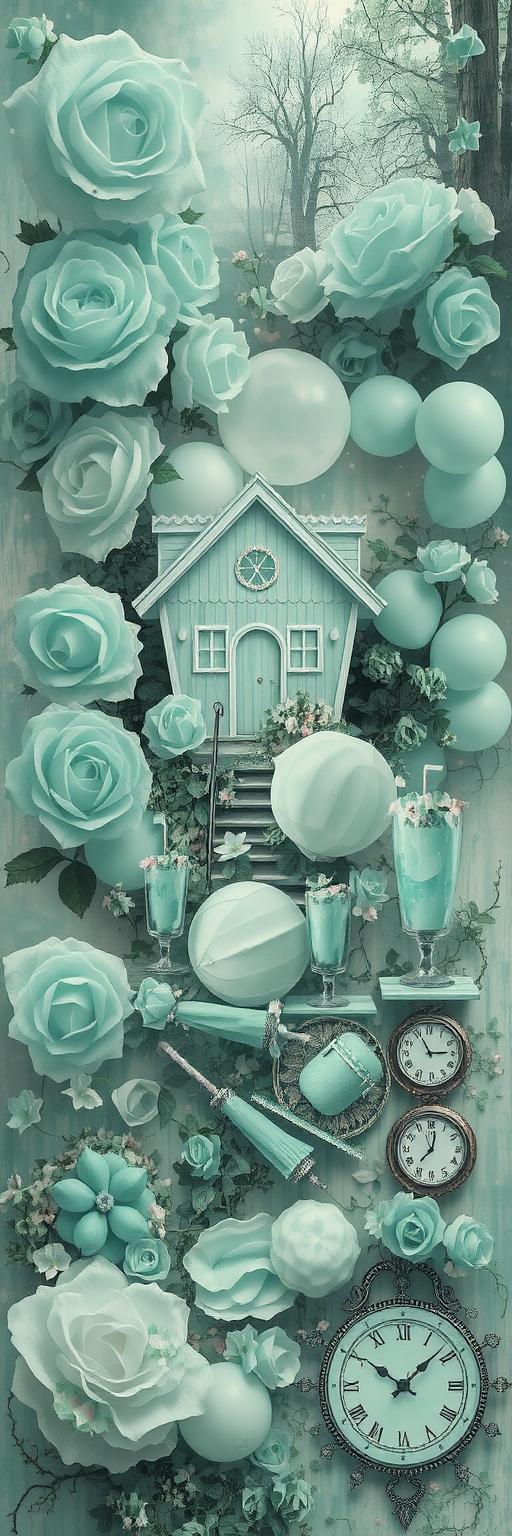 Mint Green Aesthetic Collage Wallpaper