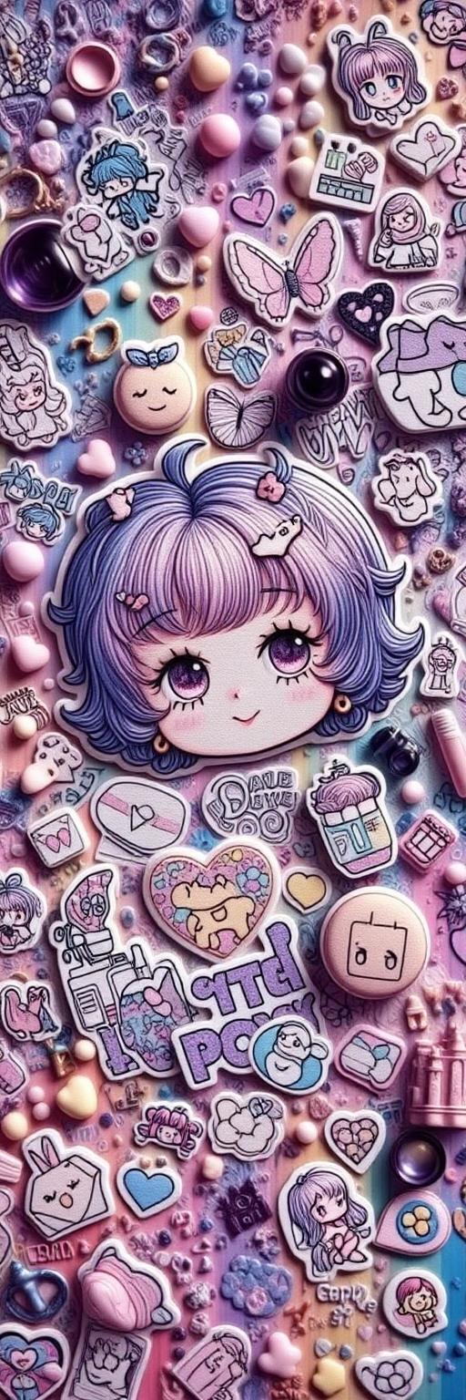 Pastel Anime Mood board Wallpaper