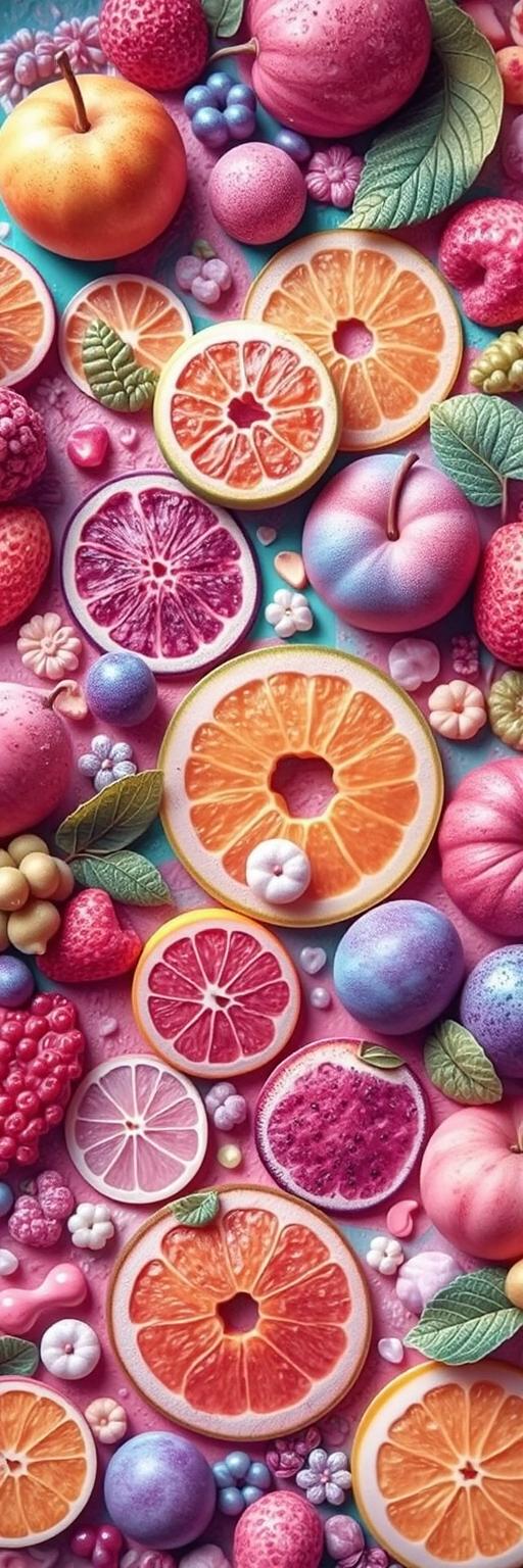 Pastel Fruit Cutout Wallpaper
