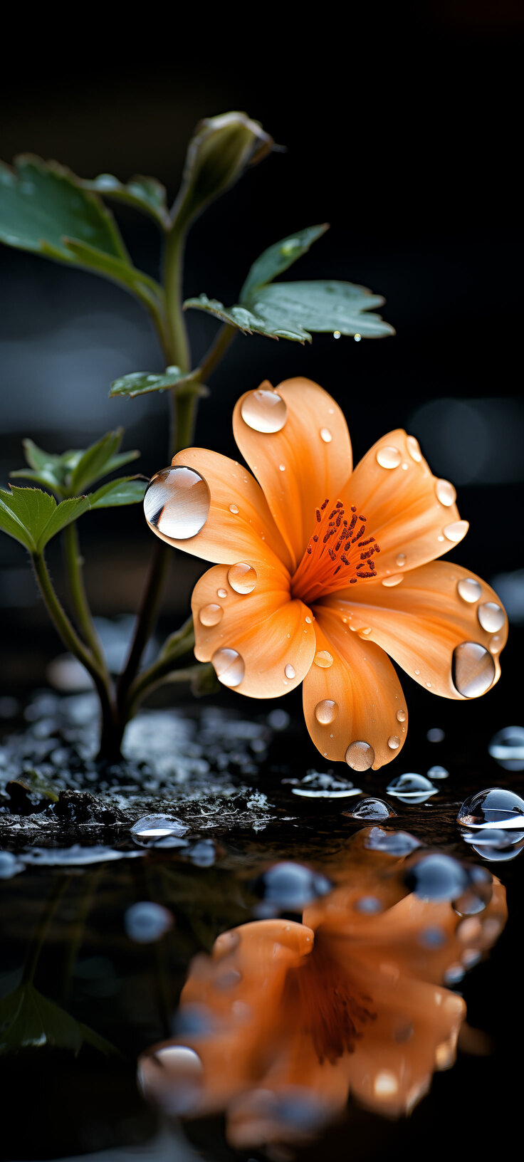 Radiant Hibiscus Reflection Wallpaper