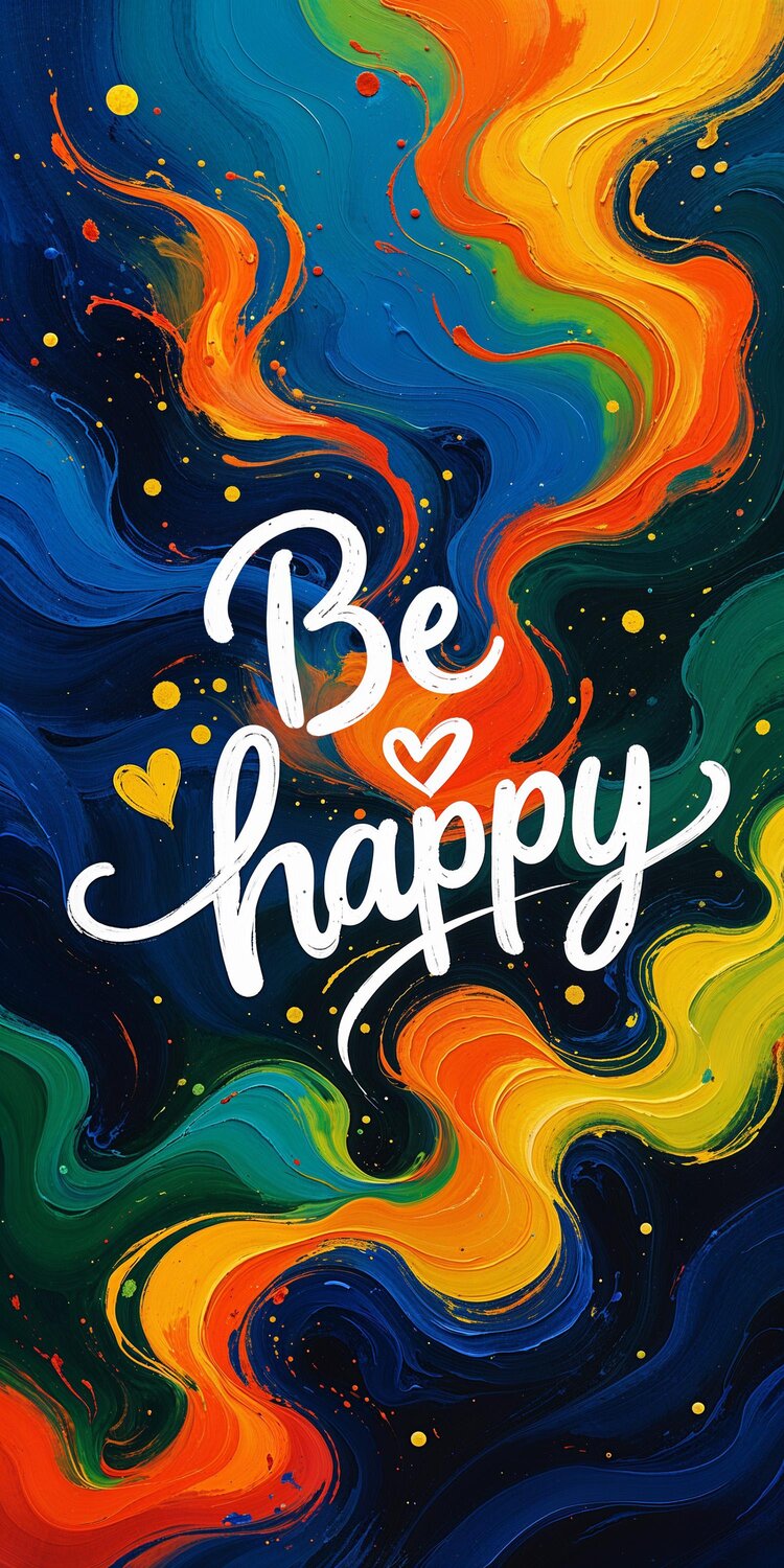 Be Happy Abstract Swirl Wallpaper