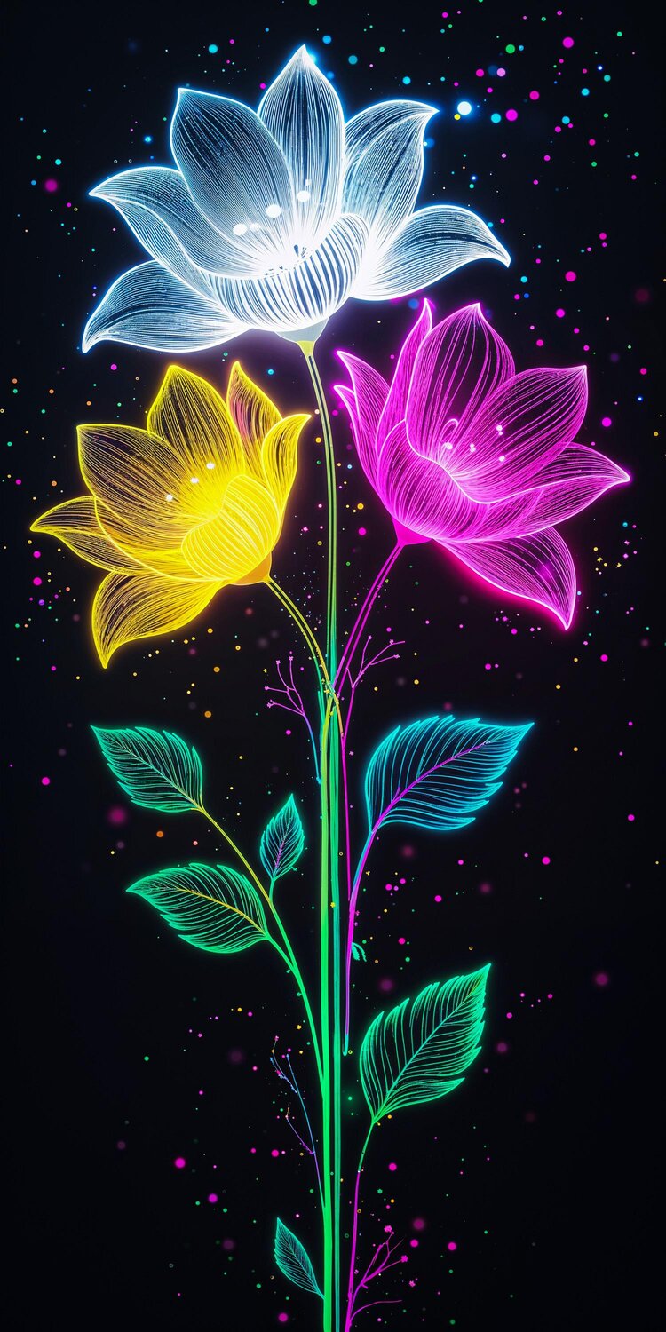 Neon Glow Flower Wallpaper