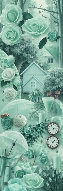 Whimsical Cottage and Pastel Roses Wallpaper