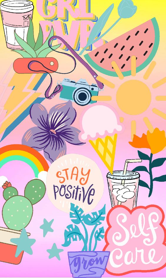 Stay Positive Collage Wallpaper