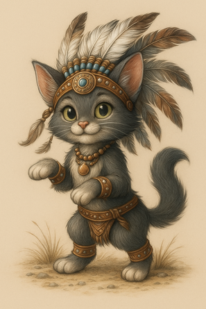Tribal Kitten Warrior Wallpaper