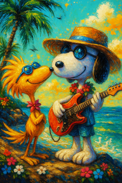 Snoopy Hawaiian Beach Wallpaper