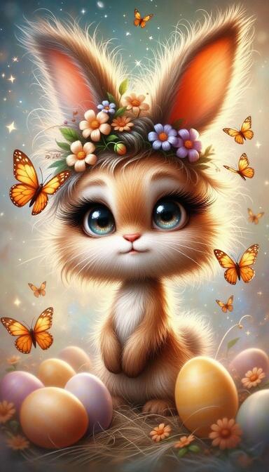 Butterfly Meadow Bunny Wallpaper