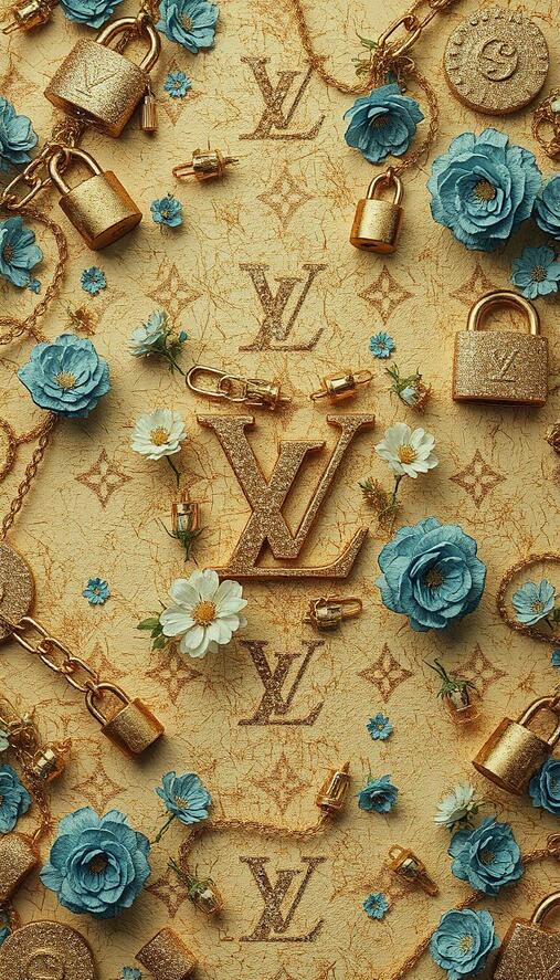 Louis Vuitton Gold Floral Wallpaper