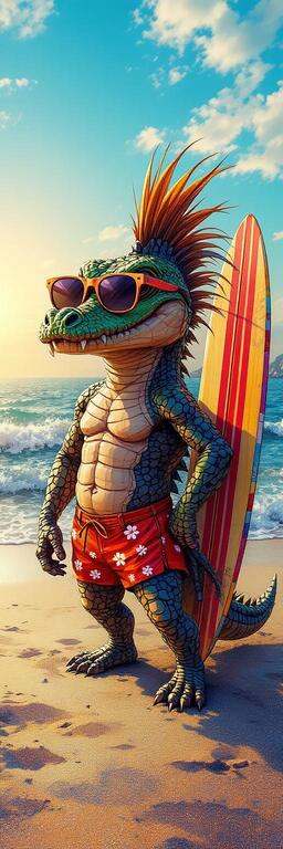 Surf Crocodile Wallpaper
