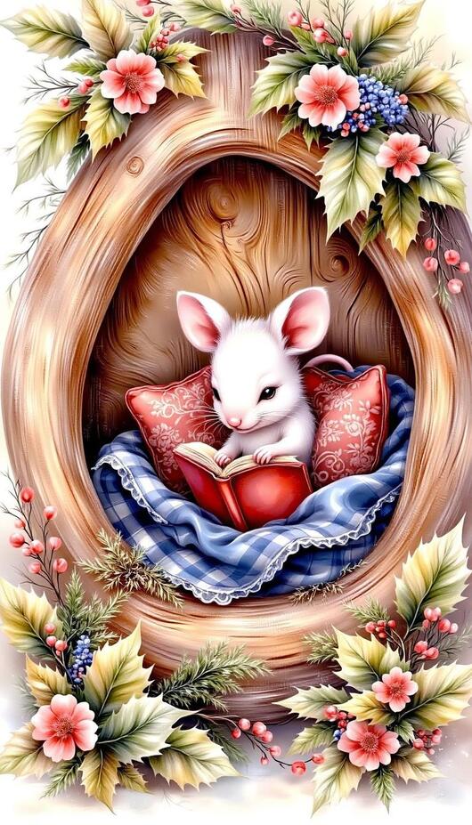 Cozy Mouse in Woodland Hollow Wallpaper – Whimsical Watercolor Art