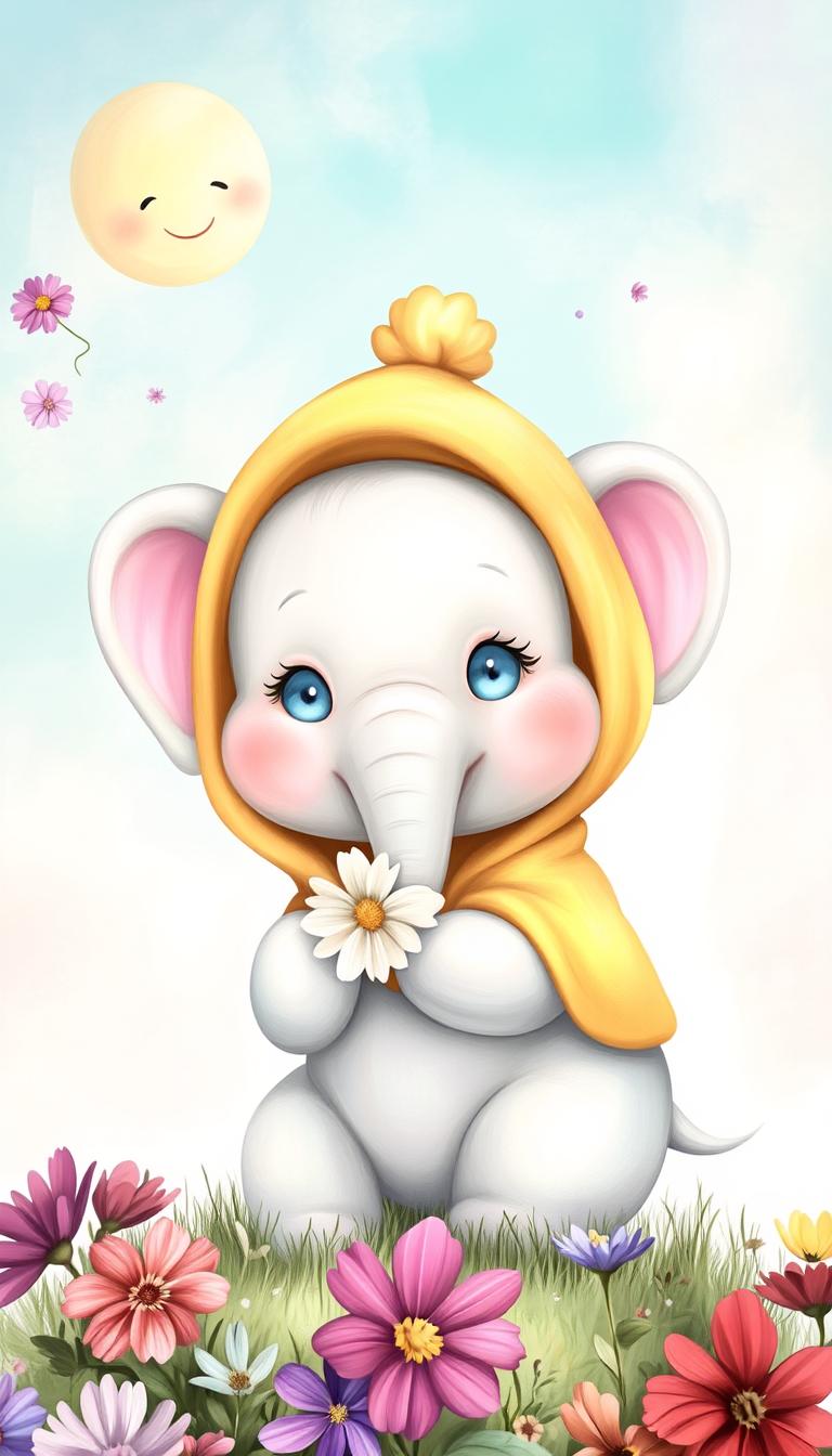 Sunny Baby Elephant Wallpaper