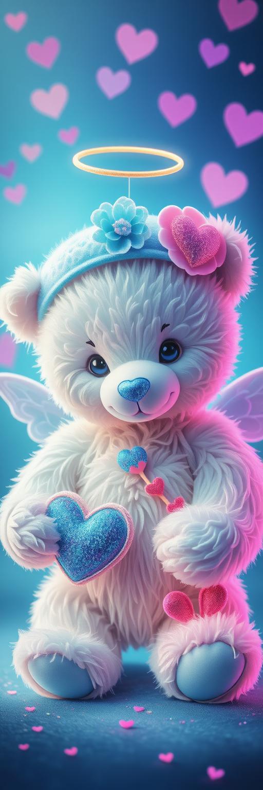 Angel Teddy Bear with Heart Wallpaper