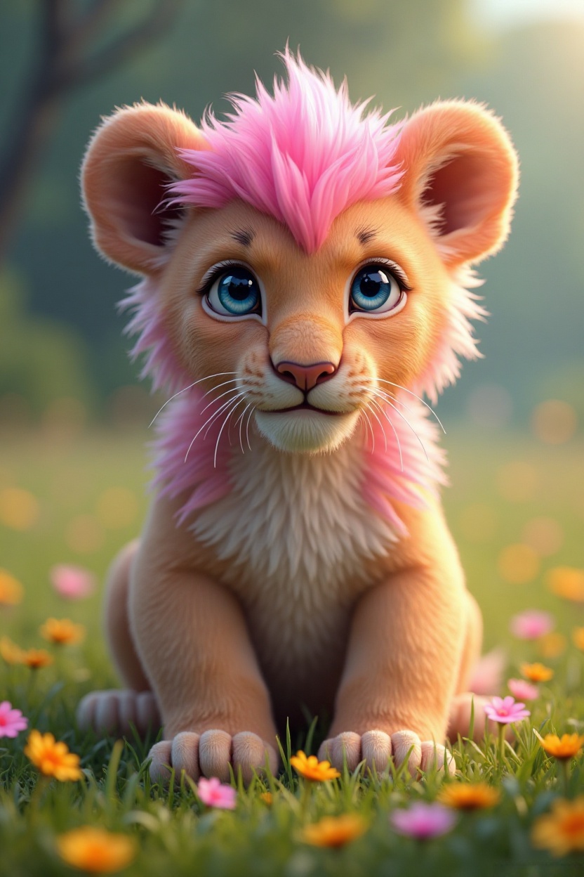 Dreamy Pink Lion Cub Wallpaper