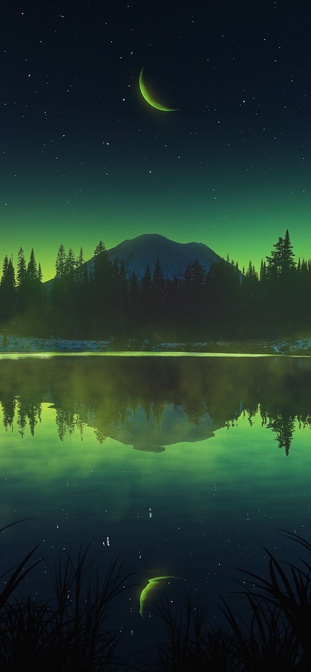 Reflective Landscape Painting Wallpaper