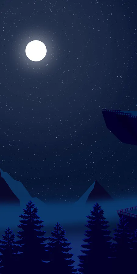 Moonlit Mountain Forest Wallpaper