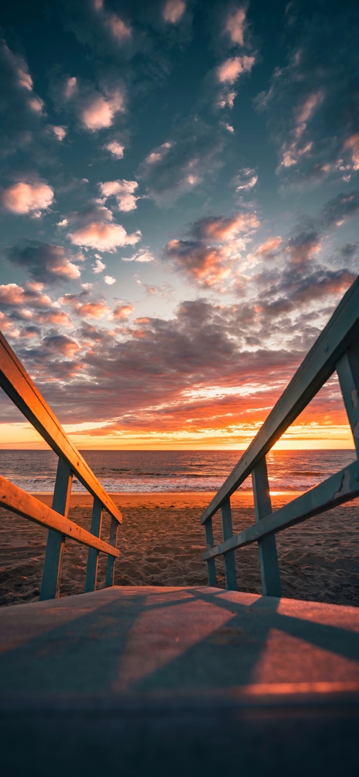 Sunset Beach Stairway Wallpaper