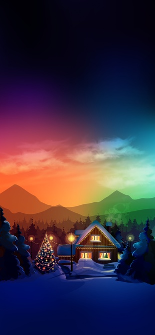Snowy Mountain Night Wallpaper