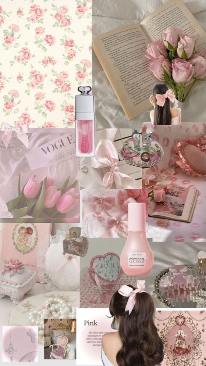 Pastel Pink Aesthetic Wallpaper – Feminine, Elegant & Vintage Collage