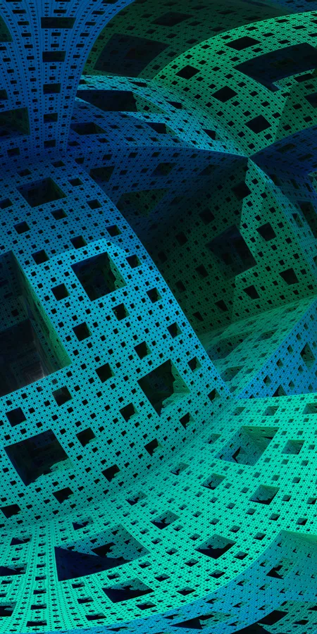 Blue-Green Fractal Abstract Wallpaper