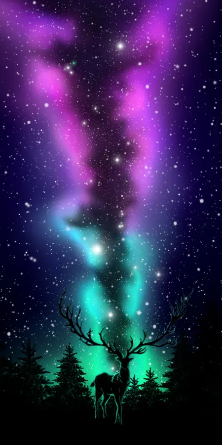 Snowy Aurora Night Wallpaper