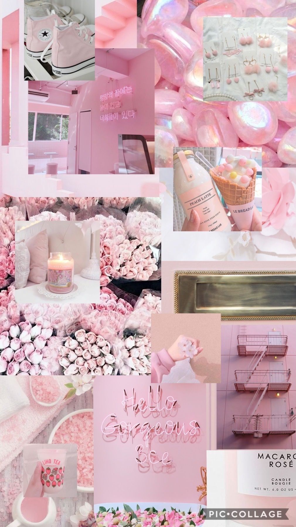 Soft Pink Dream Wallpaper – Fashion, Florals & Champagne Collage
