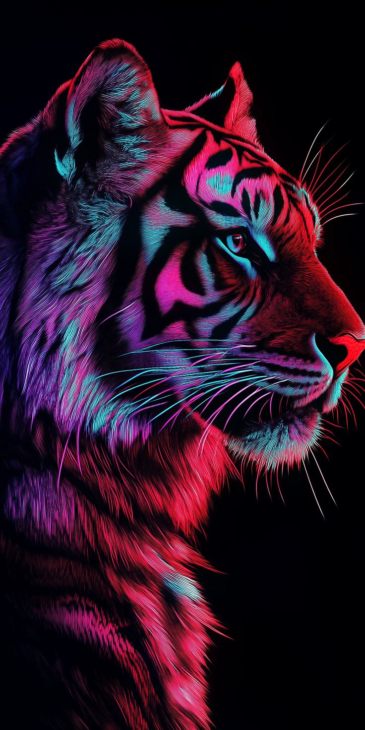Neon Cyberpunk Tiger Wallpaper