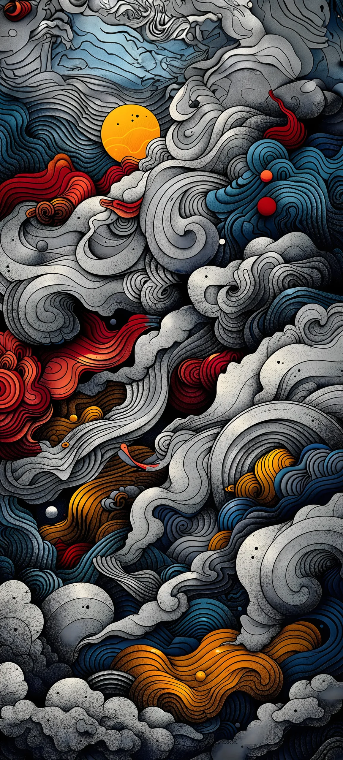 Abstract Sun Waves Illustration Wallpaper