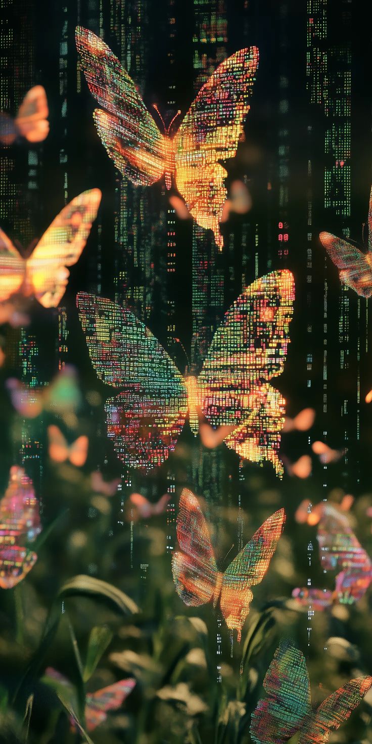 Digital Metamorphosis: Glitch Butterflies in a Cyber Garden