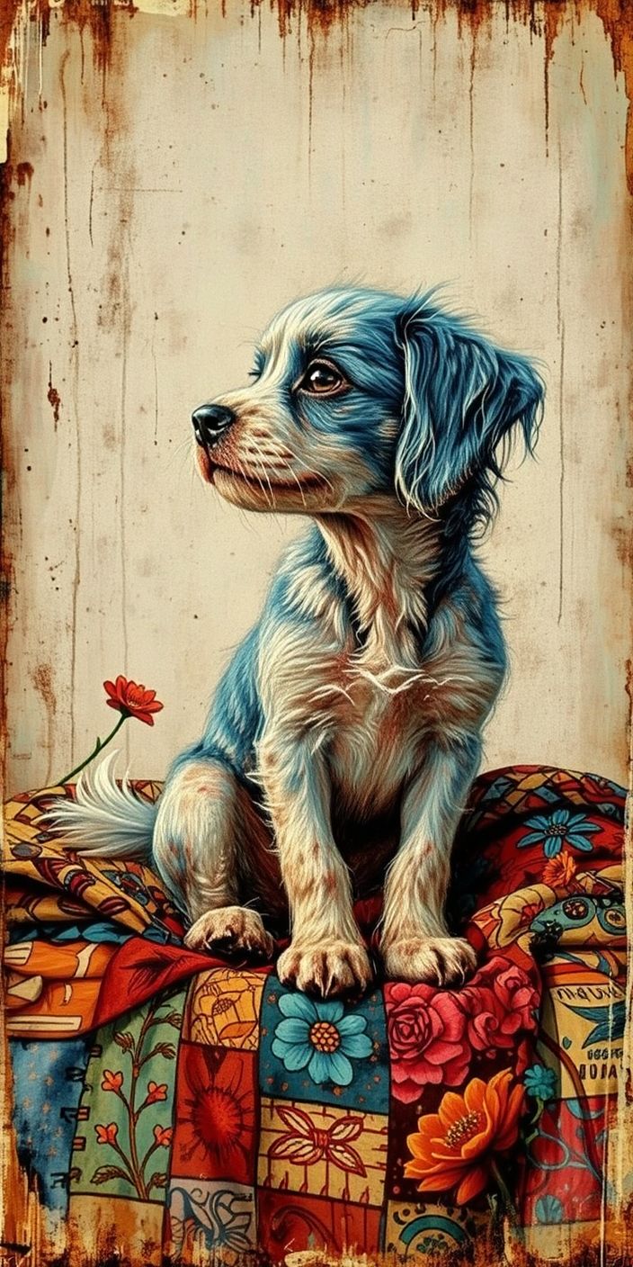 Folk Art Dog Wallpaper