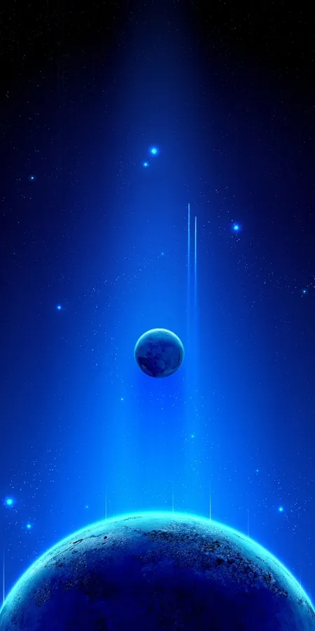 Blue Cosmic Planets Wallpaper