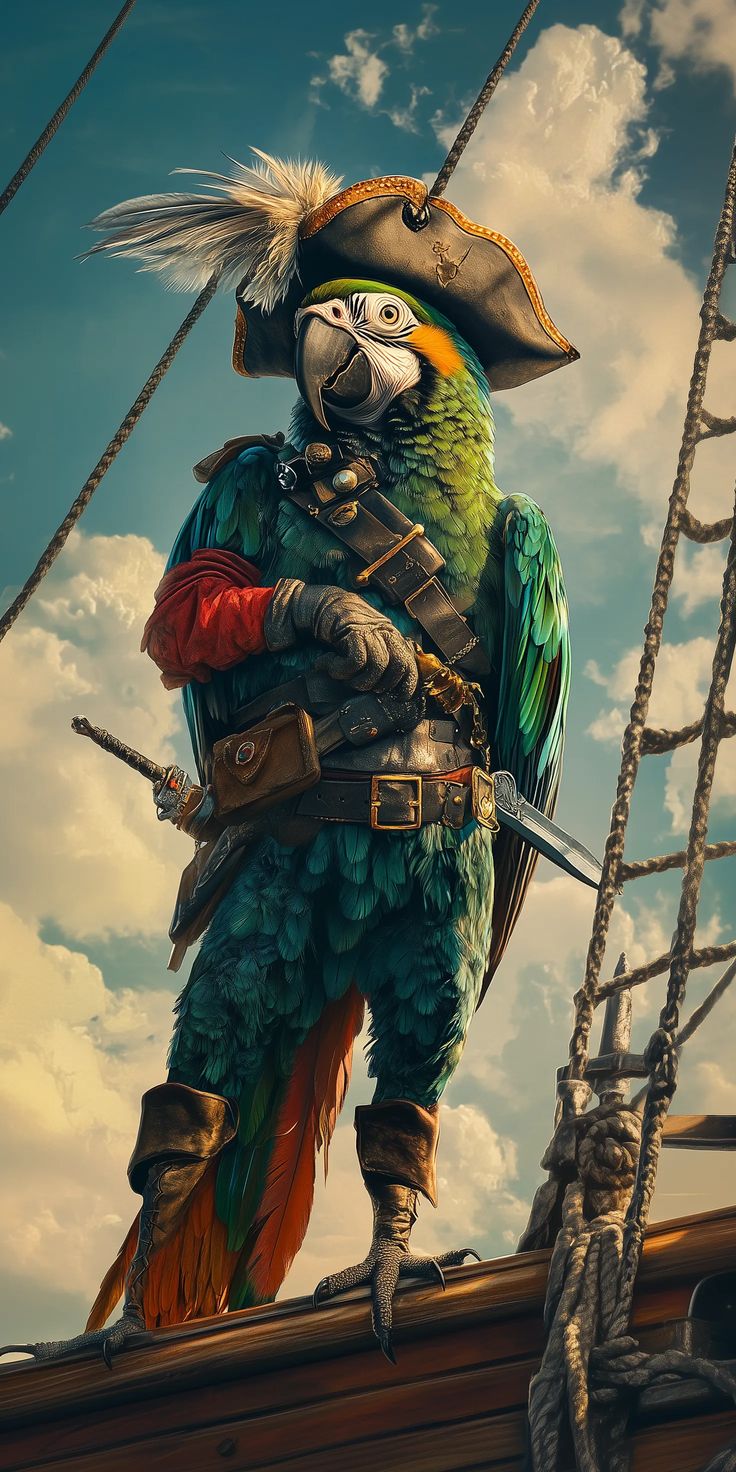Pirate Parrot Captain: Swashbuckling Feathers & Adventure